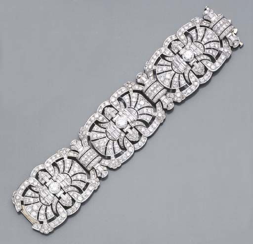 AN ART DECO DIAMOND AND GOLD BRACELET, circa 1935 |Pinned from PinTo for iPad|