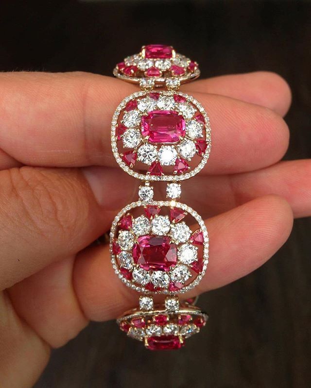 IVY New York. Mahenge Red Spinels and Diamonds in IVY gold bracelet. #ivynewyork...