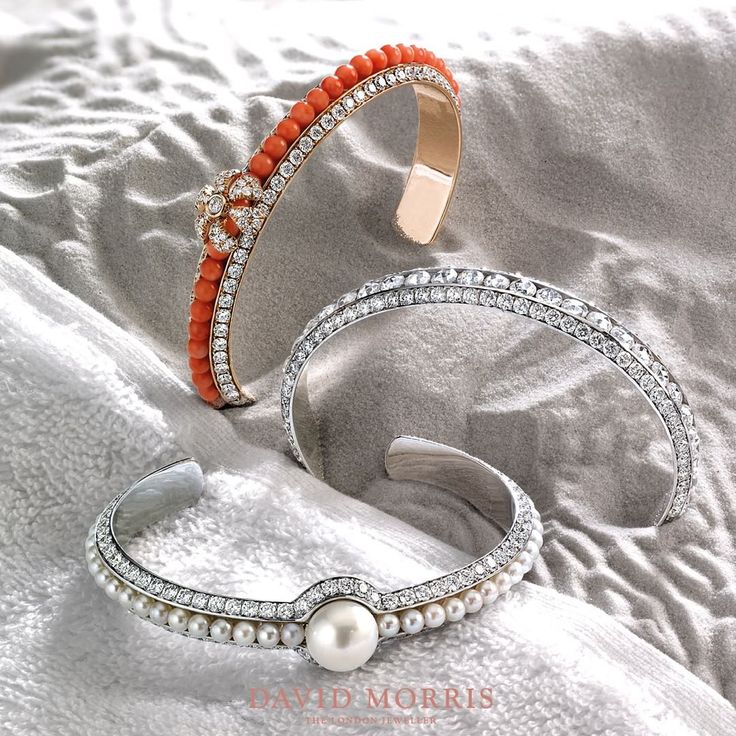 Pearl Rose – each Akoya pearl, coral or diamond bangle a beautiful accessory o...