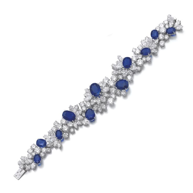 Sapphire and diamond bracelet, Alexandre Reza Set with oval and cushion-shaped s...