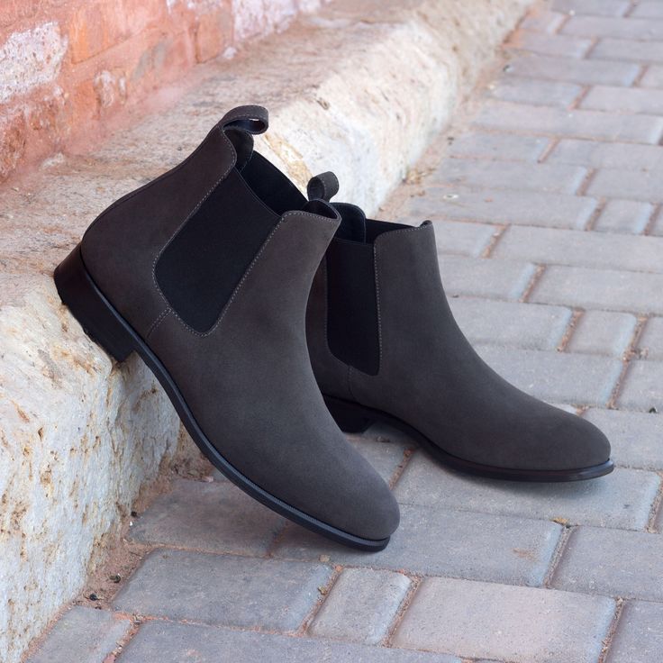 Unique Handcrafted Grey Lux Suede Chelsea Boot