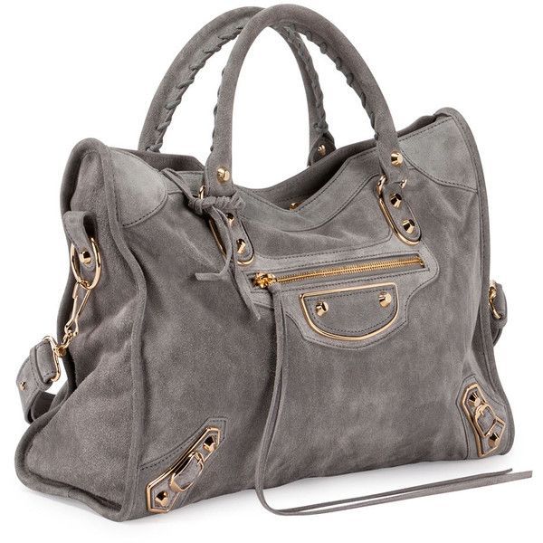 Balenciaga Metallic Edge Suede City Bag ($2,120) ❤️ liked on Polyvore featur...