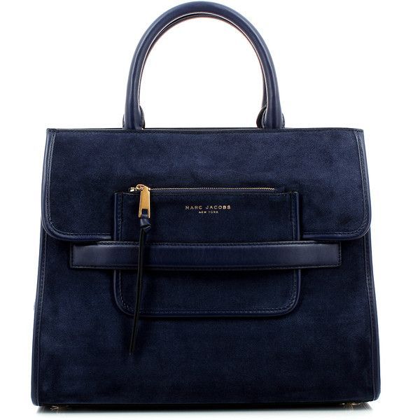 Marc Jacobs Madison Suede Ns Tote Midnight Blue Bag ($585) ❤️ liked on Polyv...
