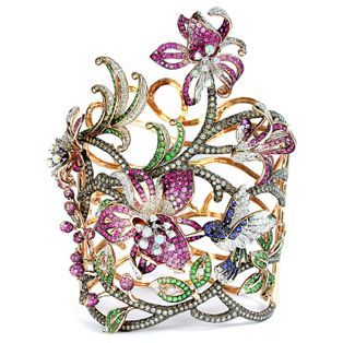 Best Diamond Bracelets : Blue River Bracelet with brown diamonds, onyx, opals, sapphires, blue and pink s