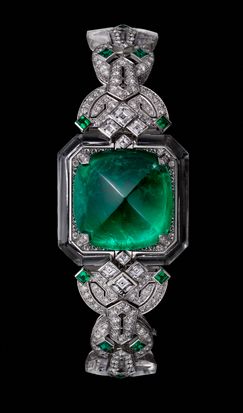 Cartier High Jewelry Secret Hour Watch. Quartz movement, 18K white gold, emerald...
