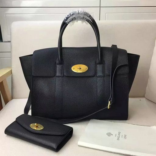2017 Spring Mulberry Bayswater with Strap Black Grain Leather