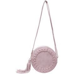 Braided Tassel Zip Round Bag - Pink ($14) ❤️ liked on Polyvore featuring bag...