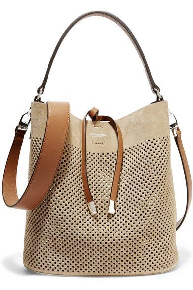 Michael Kors Collection - Miranda medium perforated suede and leather shoulder bag