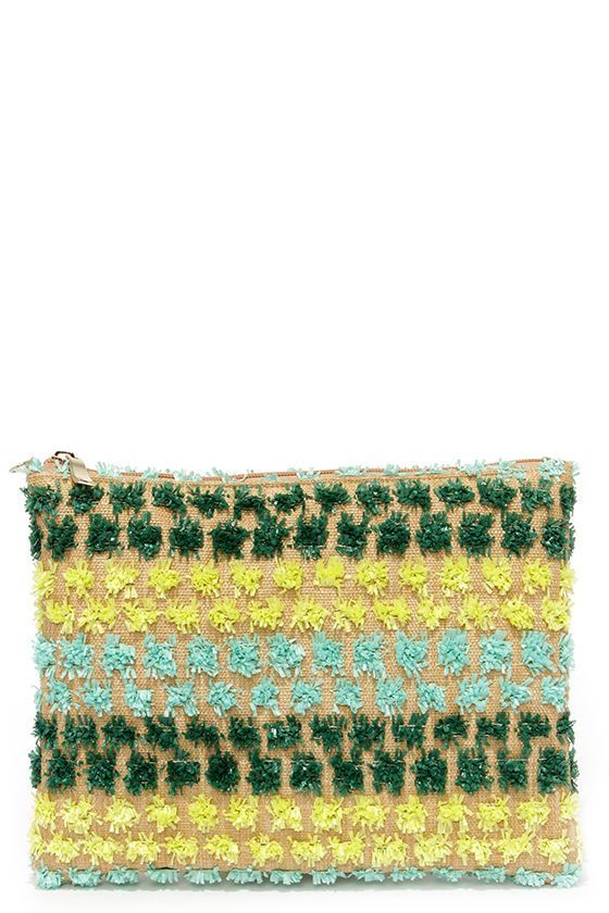 Time to Fiesta Beige and Teal Clutch