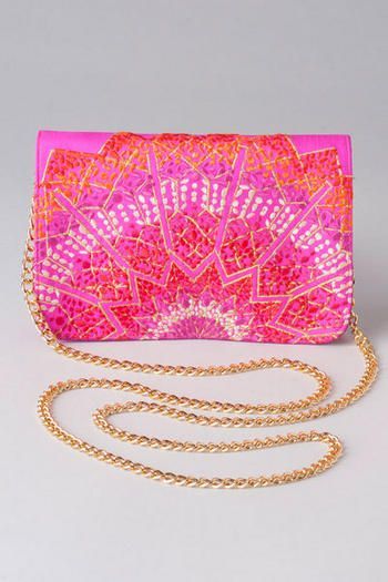 Azizah Embroidered Mini Clutch---pair this with the Pensacola Printed Maxi Dress...