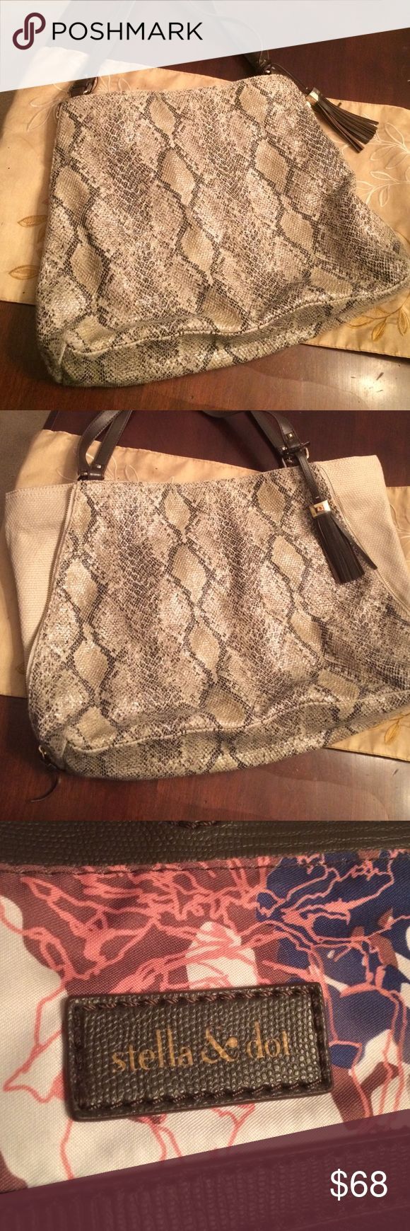 Stella & Dot Convertible Snakeskin Bag-FIRM Zips up on both sides to make a smal...