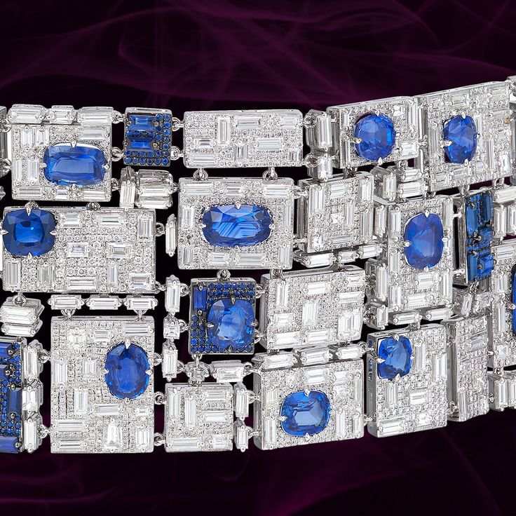 Discover the fine contemporary details of this sapphire and diamond bracelet. #B...