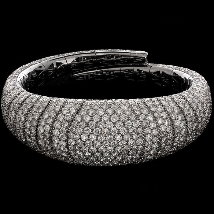 Mattia Cielo - Iguana - Bracelet 750/1000 white and grey gold - white diamond fu...
