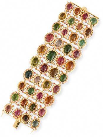 Nini Collection 18k Gold Multi-Tourmaline Bracelet w/ Diamonds #simplediamondbra...
