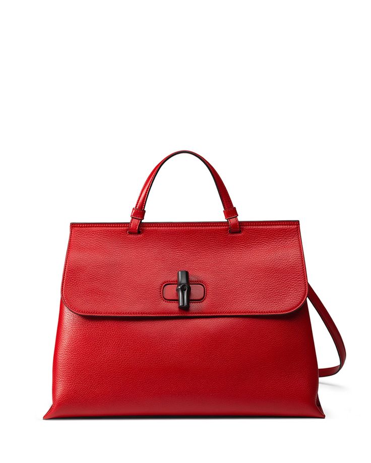 Bamboo Daily Leather Top Handle Bag Red