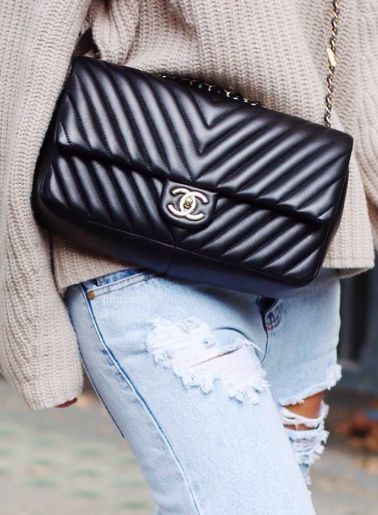 Chanel Black Calfskin Wild Stitch Top Handle Bag