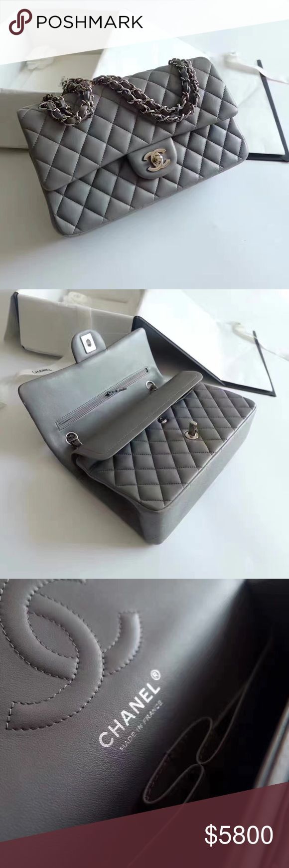 Chanel Classic Double Flap (Grey) Authentic Chanel Double Flap in Medium Size. C...