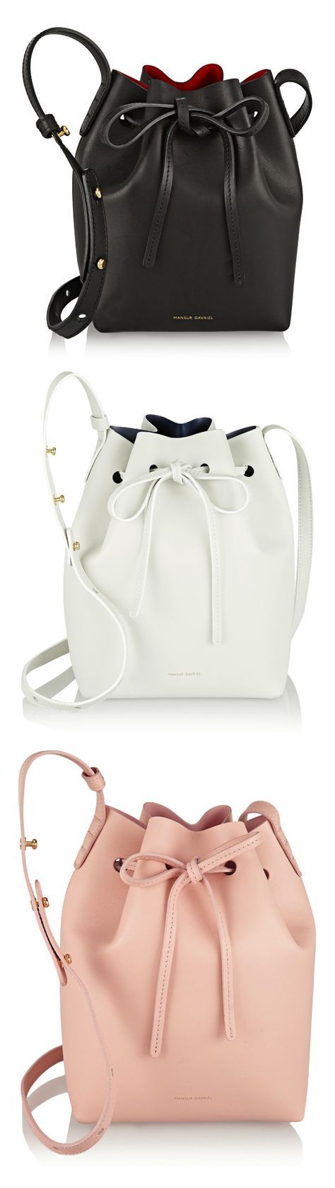 Mansur Gavriel Bucket Bag in large or mini. Really love the Rosa calf coated, Ca...