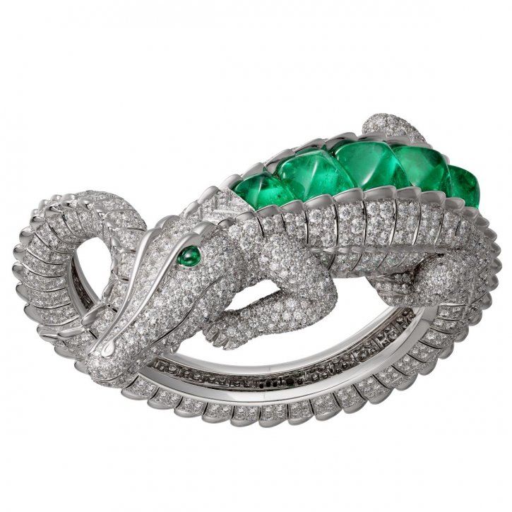 Bracet in white gold, emeralds and diamonds by Cartier