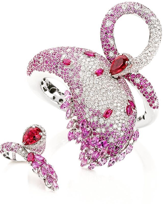 Gismondi Jewellery1754 the Swan Cuff and the Swan Ring from the animalier collec...