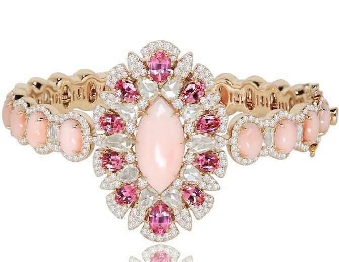 Sutra bracelet with pink opals, spinels and diamonds
