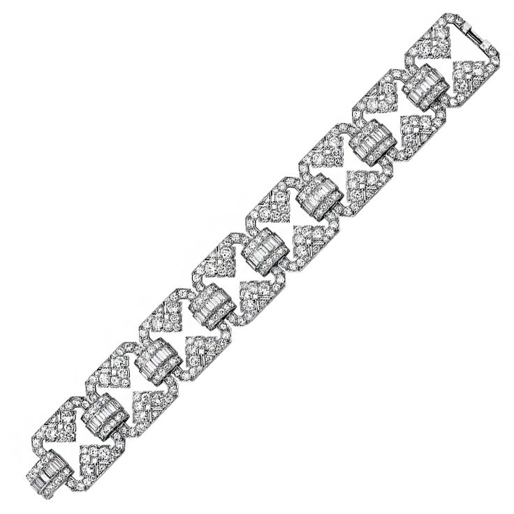 Udall and Ballou Art Deco Diamond Platinum Bracelet