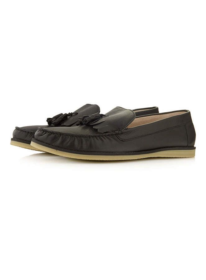 $90, Black Leather Tassel Slippers by Topman. Sold by Topman. Click for more inf...