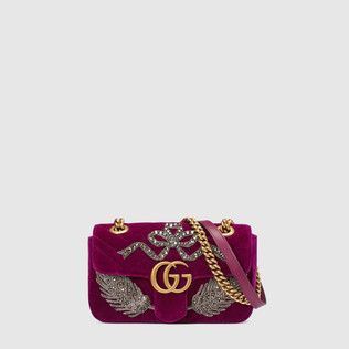 GG Marmont embroidered velvet mini bag