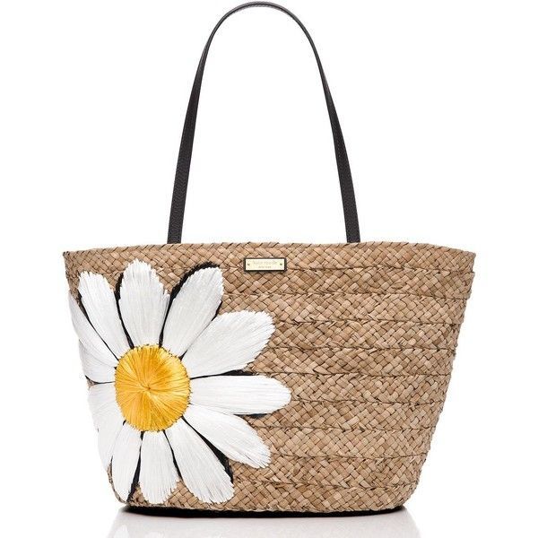 Kate Spade Down The Rabbit Hole Straw Daisy Tote (10,520 THB) ❤️ liked on Po...