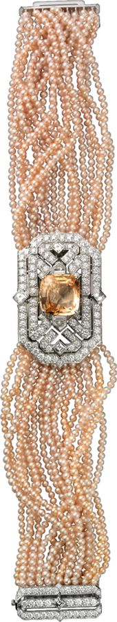 High Jewelry watch: High Jewelry secret hour watch, quartz movement, caliber 058. Rhodiumized 18K white gold case and bracelet set with a cushion-cut orange sapphire of 7.68 carats
