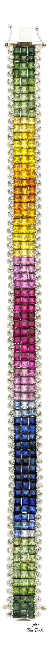 ❇Téa Tosh❇ ... Rainbow sapphire gemstone and diamond bracelet ❤️
