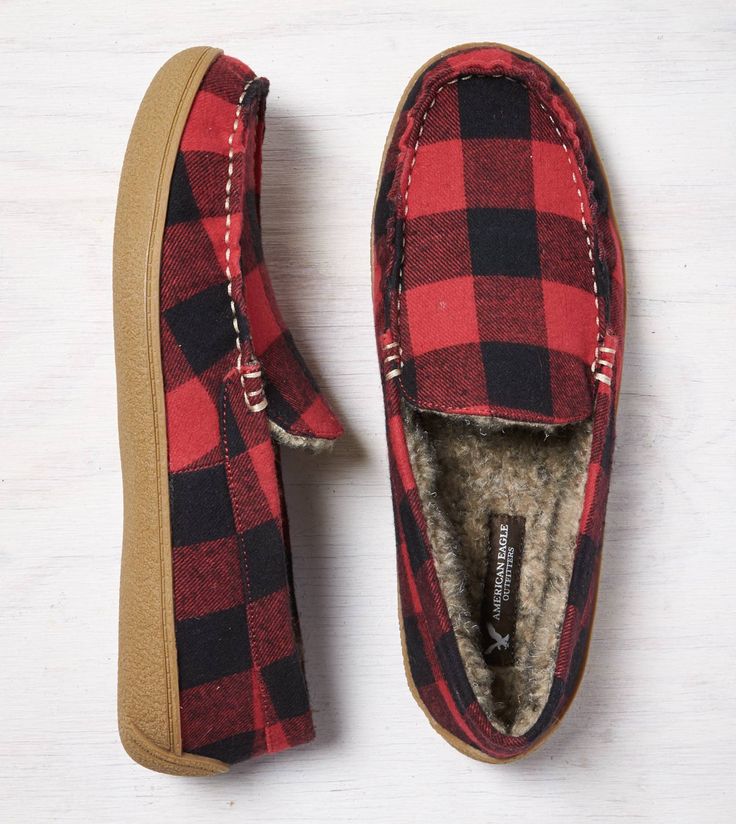 Red AEO Buffalo Check Moccasin