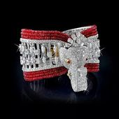 A diamond & spinal bead elephant cuff bracelet.