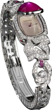 High Jewelry watch Small model, rhodiumized 18K white gold, rubies, diamonds