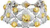 This yellow-diamond choker—inlaid with white jade and decorated with diamonds...