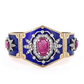 Victorian Ruby, Diamond and Enamel Cuff Bracelet