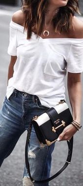 Erica Hoida • Fashioned|Chic on Instagram: “OOTD updated for spring tee ⚡️off the shoulder obsessed. || outfit details on FashionedChic.com/DailyDetails http://liketk.it/2rk3Y PC:…”