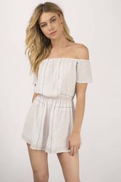 Out All Day Tunsian Scarf Print Off Shoulder Romper