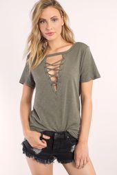 Tobi Camry Lace Up Tee