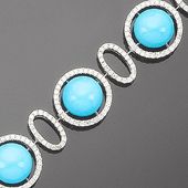 A turquoise and diamond bracelet