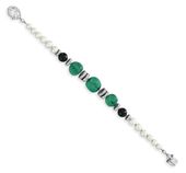AN ART DECO EMERALD, DIAMOND AND NATURAL PEARL BRACELET, BY CARTIER