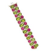 An 18 karat gold, peridot, rubellite and diamond bracelet by Aletto Brothers.
