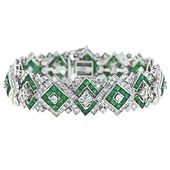 Art Deco Style Diamond and Emerald Bracelet