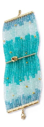 {Daily Jewel} Apatite, Green and Blue Aquamarine, Gold beads and Diamond Bracelet by Mary Esses - Haute Tramp Blog