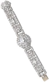Important Art Deco diamond bracelet by Cartier, circa 1935. Set with one larger ...