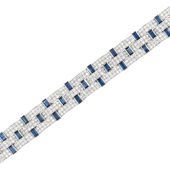 Platinum, Diamond and Sapphire Bracelet, Cartier, France The woven bracelet comp...