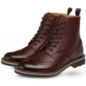 Outdoor Shoes BHW7701 Burgundy - Lace Up, Round Toe, Wing Tip, Leather Boots, Hi...
