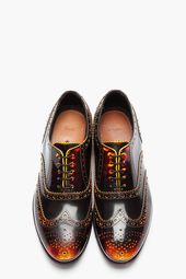 PAUL SMITH Yellow & Red Brushed Leather Wingtip Chuck Brogues