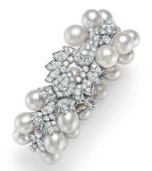 A DIAMOND AND CULTURED PEARL BRACELET, BY DAVID WEBB