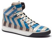 Lanvin eel patchwork bluewhite mid sneakers